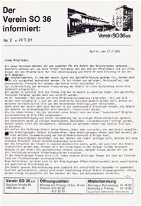 SO 36 : Der Verein SO 36 informiert; Nr. 2, 17.07.1981