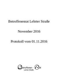 Protokoll des Betroffenenrats Lehrter Straße vom 01.11.2016