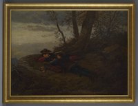 Hosemann, Theodor: Zwei Wanderer lagernd in Landschaft, 1859