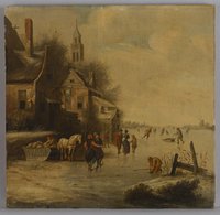 Niederländisch: Winterlandschaft mit Schlittschuhläufern, 17. Jahrhundert (?)