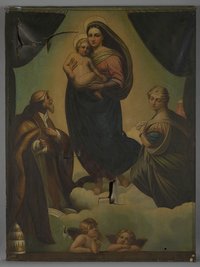 Raffael (Kopie nach): Madonna und Kind mit den Heiligen Sixtus und Barbara (Sixtinische Madonna), 1. Hälfte 19. Jahrhundert