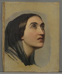 Metz, Gustav: Porträtstudie einer jungen Italienerin mit schwarzem Schleier, 1845-1848