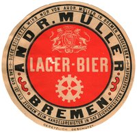 Bieretikett der Brauerei Andreas Müller in Bremen, um 1880