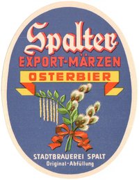Bieretikett für Osterbier der Stadtbrauerei Spalt, um 1963