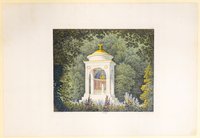 Der Tempel der Beharrlichkeit, Büste Friedrich Wilhelms III., Tafel XXIII der "Andeutungen über Landschaftsgärtnerei"