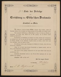 3te Liste der Beiträge zur Errichtung des Göthe'schen Denkmals in Frankfurt am Main - Mai 1837