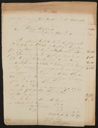Brief von Friedrich John an Philipp Passavant vom 18.10.1842 mit beigehefteter Rechnung von Belschner, Ausrufer