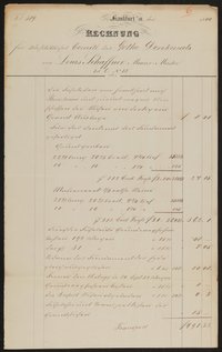 Rechnungen des Comitès für Errichtung des Goetheschen Denkmals für Maurer-, Zimmerer- und Schlosserarbeiten 1844