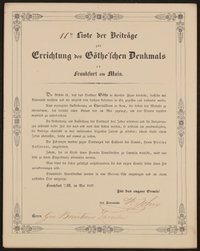 11te Liste der Beiträge zur Errichtung des Göthe'schen Denkmals in Frankfurt am Main - Mai 1837