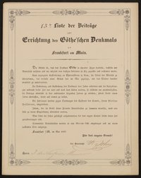 13te Liste der Beiträge zur Errichtung des Göthe'schen Denkmals in Frankfurt am Main - Mai 1837