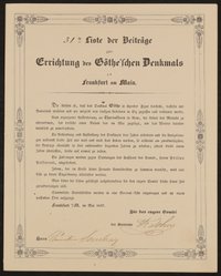31te Liste der Beiträge zur Errichtung des Göthe'schen Denkmals in Frankfurt am Main - Mai 1837
