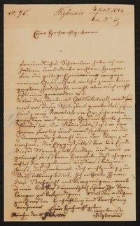 Brief von Johann Baptist Stiglmaier an Friedrich John / Comité für Errichtung des Goetheschen Denkmals vom 04.02.1844