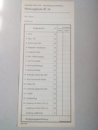 DAeC - Wertungskarte RC 1a - 1978