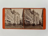 Stereobild, Frantisek Fridrich, Nr. 23, Judengasse mit Synagoge, ca. 1870.