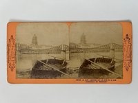 Stereobild, Unbekannter Fotograf (B. K.), Frankfurt, Le pont suspendu sur le mein et le dom, ca. 1875.
