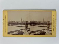 Stereobild, Sophus Williams, Frankfurt, Main-Panorama mit Eisernen Steg, 1892.