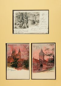 Wandbild mit Grußkarten von Sehenswürdigkeiten der Stadt Hildesheim