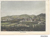 Druck eines Stichs mit der Ansicht von Bad Dürkheim, um 1905