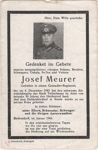 Totenzettel von Josef Meurer