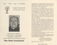 Totenzettel von Pfarrer Max Oscar Czecholinski