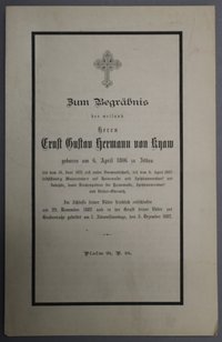 Ablaufplan Begräbnis Ernst Gustav Hermann von Kyaw