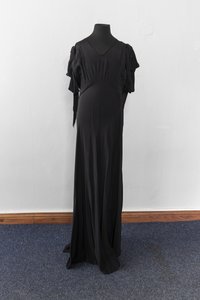 Abendkleid aus schwarzer Georgette, um 1930-1940er Jahre