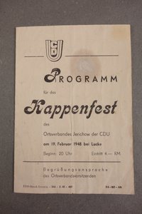 Programmzettel für Kappenfest der CDU 1948