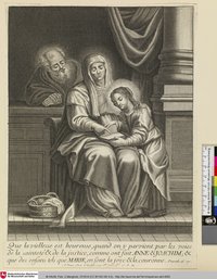 [Anna zeigt Maria etwas in einem Buch während Joachim beiden über die Schulter schaut]