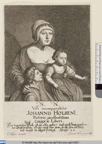 [Bildnis der Ehefrau Hans Holbeins d.J. Elsbeth Binzenstock mit den Kindern Katharina und Philipp]