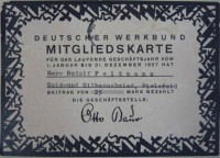 Mitgliedskarte "Deutscher Werkbund"