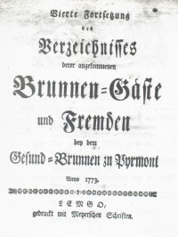 Gesund-Brunnen zu Pyrmont Anno 1773 - Vierte Fortsetzung
