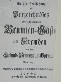 Gesund-Brunnen zu Pyrmont Anno 1772 - 2. Fortsetzung
