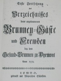 Gesund-Brunnen zu Pyrmont Anno 1772 - 1. Fortsetzung