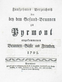 Gesund-Brunnen zu Pyrmont Anno 1792 - 15. Verzeichnis