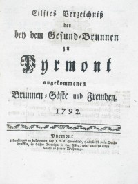 Gesund-Brunnen zu Pyrmont Anno 1792 - 11. Verzeichnis