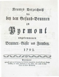 Gesund-Brunnen zu Pyrmont Anno 1792 - 9. Verzeichnis