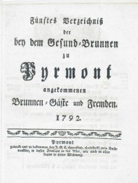 Gesund-Brunnen zu Pyrmont Anno 1792 - 5. Verzeichnis