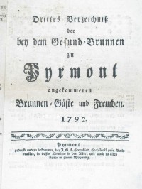 Gesund-Brunnen zu Pyrmont Anno 1792 - 3. Verzeichnis