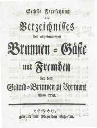 6. Fortsetzung der angekommen Brunnen=Gäste und Fremden Anno 1781