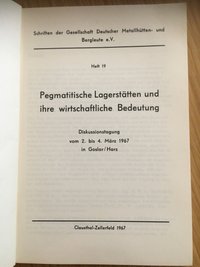 Pegmatitische Lagerstätten, 1967.