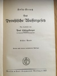 Das Preußische Wassergesetz, 1927.