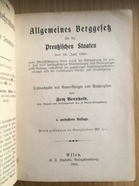 Allgemeines Berggesetz für die Preußischen Staaten, 1865.