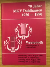 70 Jahre MGV Dahlhausen 1920 -1990