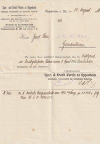 Bestätigung einer Kriegsanleihe 1916