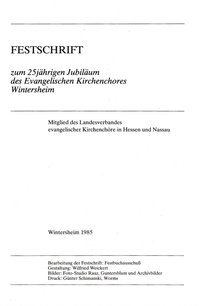 25 Jahre Evangelischer Kirchenchor Wintersheim