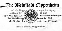 750 Jahre Stadtrechte Oppenheim