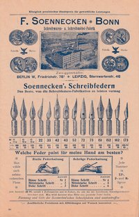 Preisliste der Firma F. Sonnecken, Bonn um 1910
