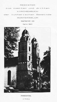 Register zum zweiten und dritten Kirchenbuch der lutherischen Gemeinde Guntersblum