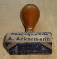 Geschäftsstempel "Molkereiprodukte A. Ackermann" Guntersblum