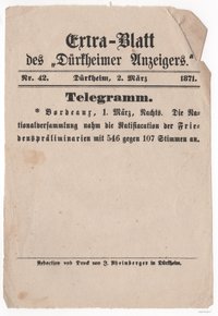 Extra-Blatt des Dürkheimer Anzeigers Nr. 42/2 02.03.1871